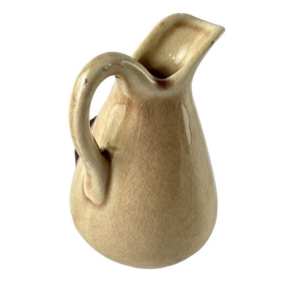 Vintage Japan Pottery Mini Pitcher Creamer Brown Pine Cone Flower Bud Vase Decor - Picture 11 of 16